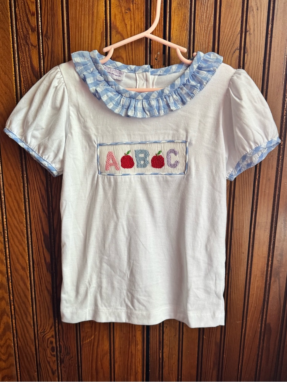Pleats & Stitches ABC Alphabet School Academic Blouse Top Kids size 5